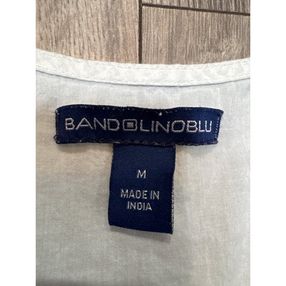 Bandolino Blu Womens M White Sleeveless 90's Y2K Embroidered Blouse Button Babyd - Picture 3 of 9